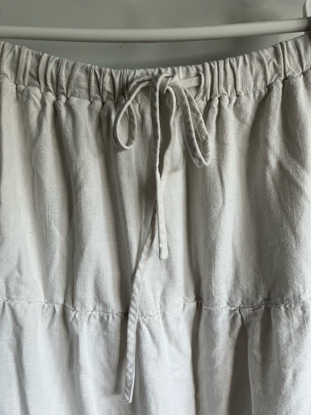 Sincerly Jules Cream Tiered Maxi Skirt with Drawstring - Picture 2 of 5